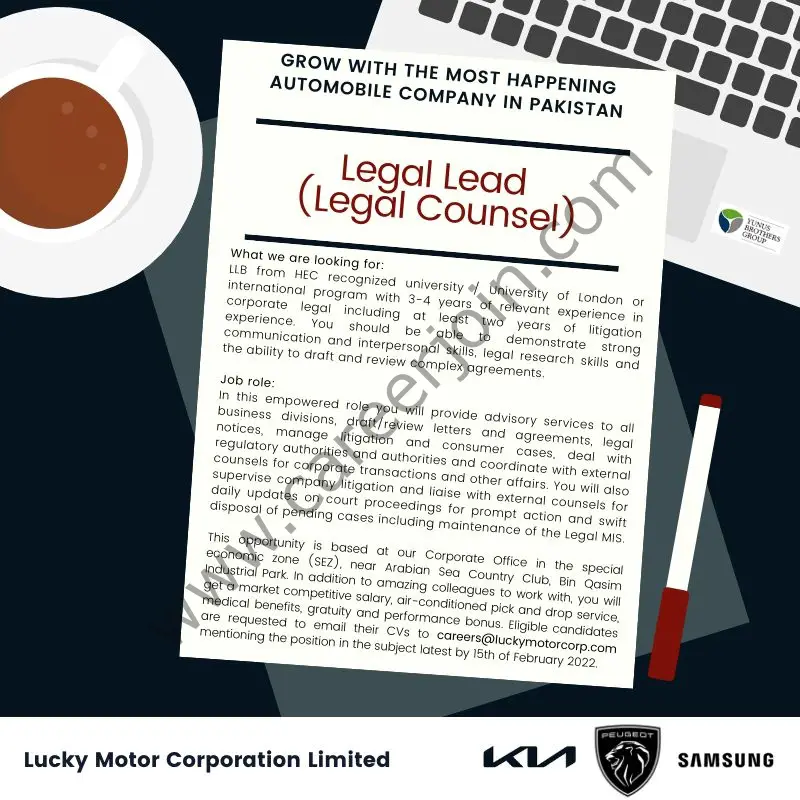 Lucky Motor Corportaion Limited Jobs Legal Lead 01