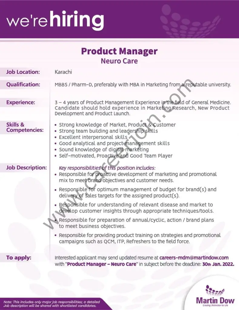 MartinDow Marker Limited Jobs Product Manager 01