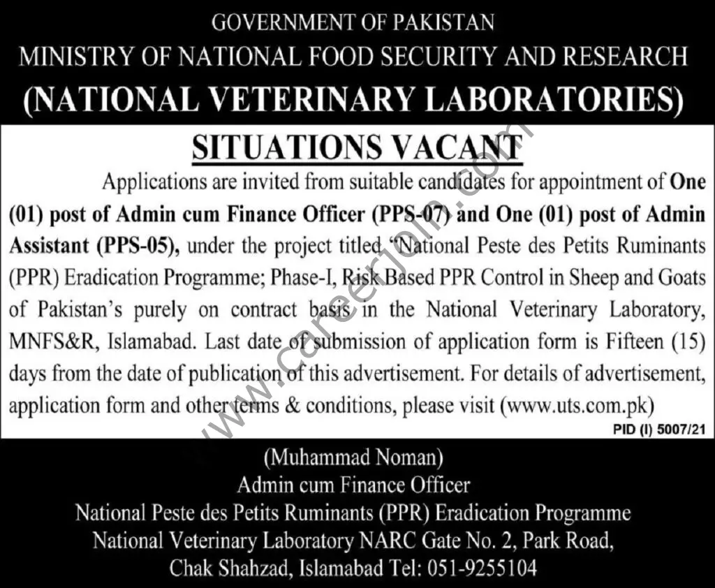 National Veterinary Laboratories Jobs 23 January 2022 Express