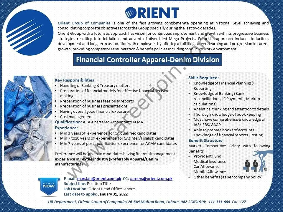 Orient Group Of Companies Jobs Financial Controller Apparel 01