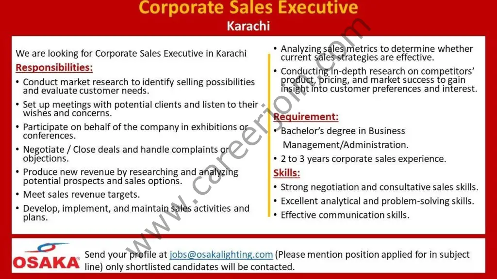 Osaka Lighting Jobs Corporate Sales Executive 01