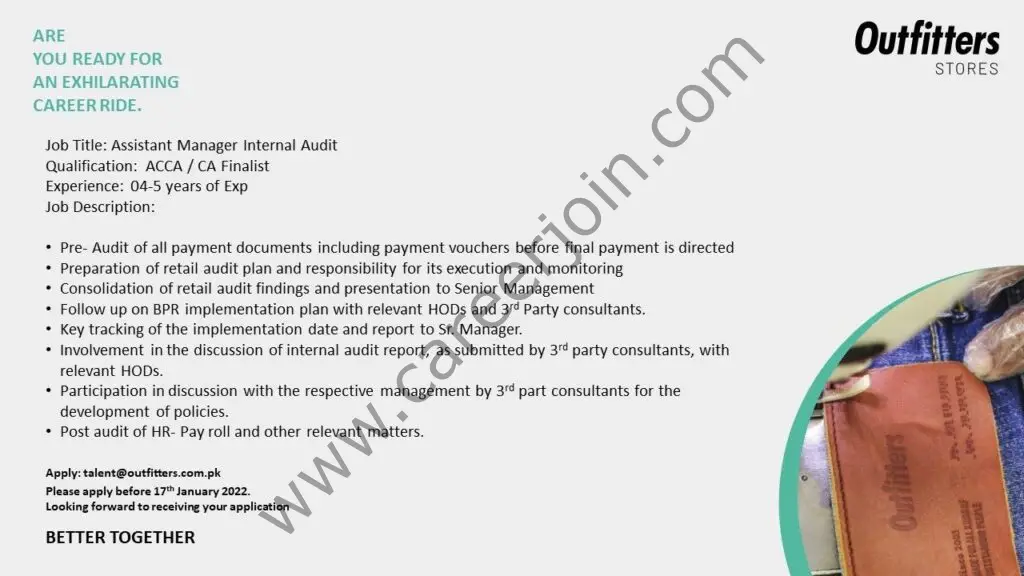 Outfitters Pvt Ltd Jobs Assistant Manager Internal Audit 01