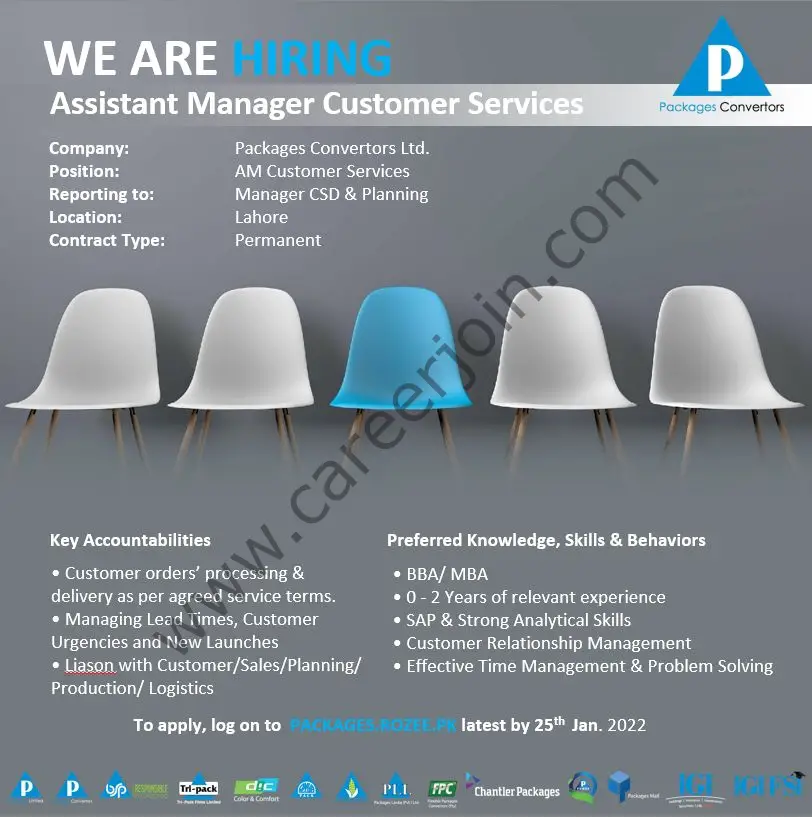 Packages Convertors Limited Jobs Assistant Manager Customer Services 01