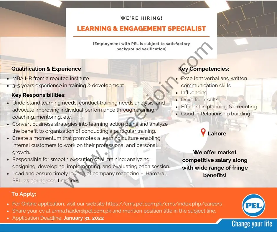Pak Elektron Limited PEL Jobs Learning & Engagement Specialist 01