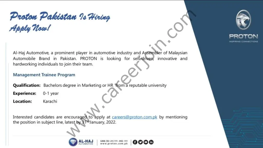 Proton Pakistan Trainee Programs January 2022 02