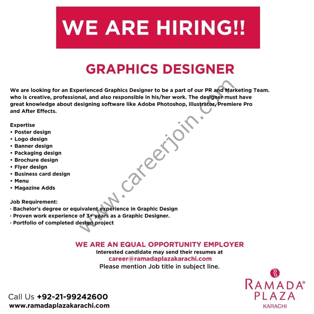 Ramada Plaza Karachi Jobs Graphics Designer 01