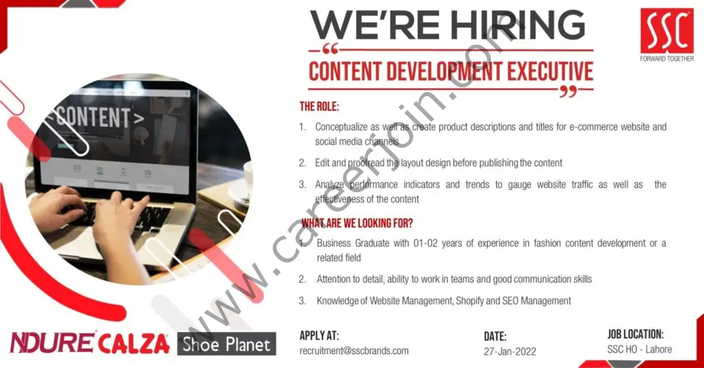 Service Sales Corporation Pvt Ltd SSC Jobs Content Development Executive 01