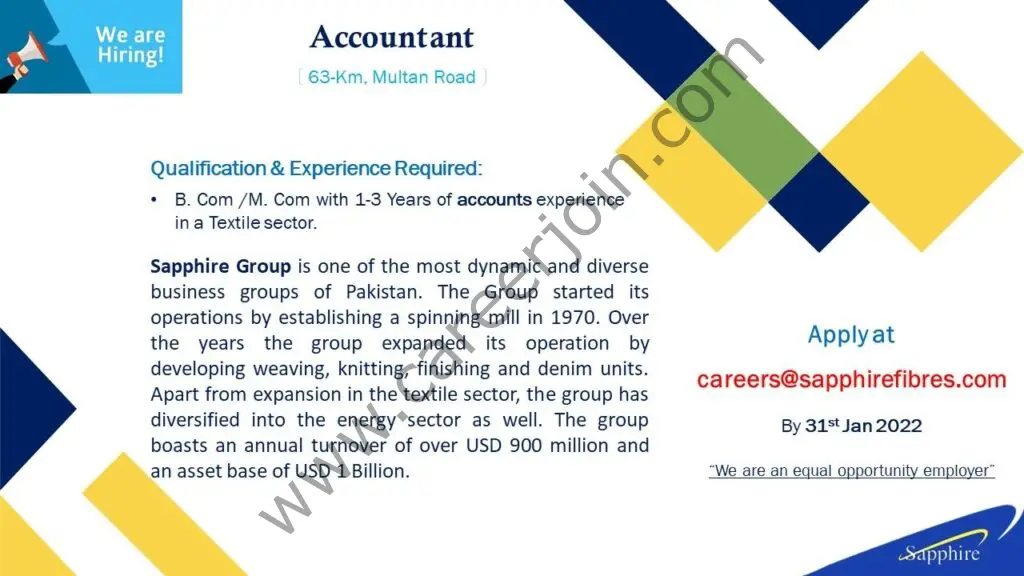 Sapphire Fibres Limited Jobs Accountant 01