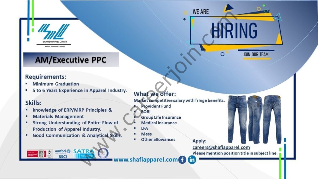 Shafi Pvt Ltd Jobs AM / Executive PPC 01