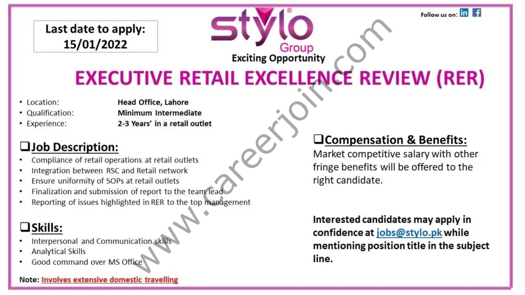 Stylo Pvt Ltd Jobs Executive Retail Excellence Review RER 01