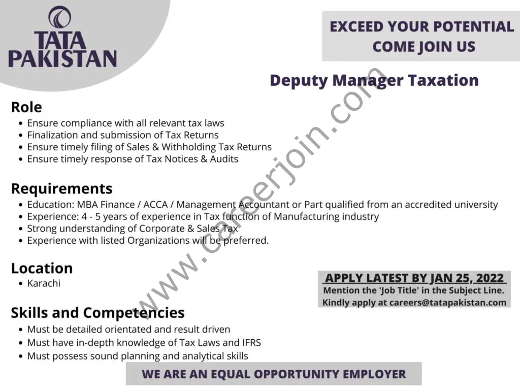 Tata Pakistan Jobs January 2022 03
