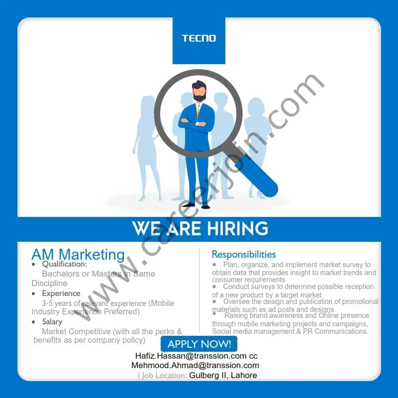 Techno Mobile Pakistan Jobs AM Marketing 01