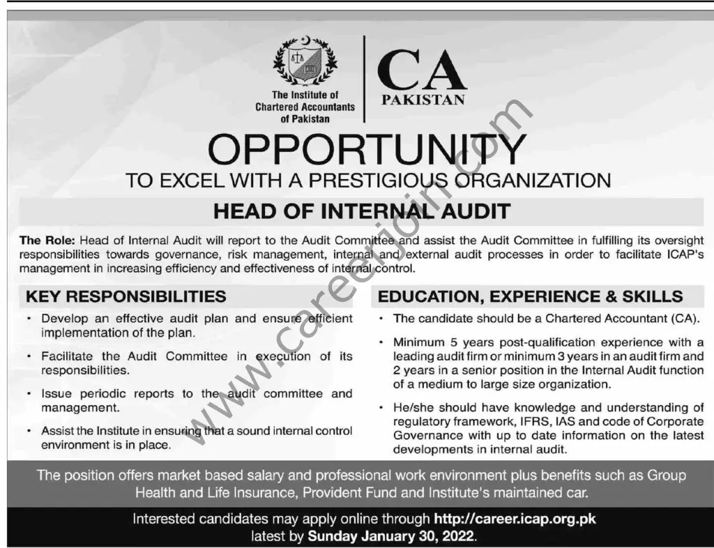 The Institute of Chartered Accountants of Pakistan Jobs 16 January 2022 Dawn