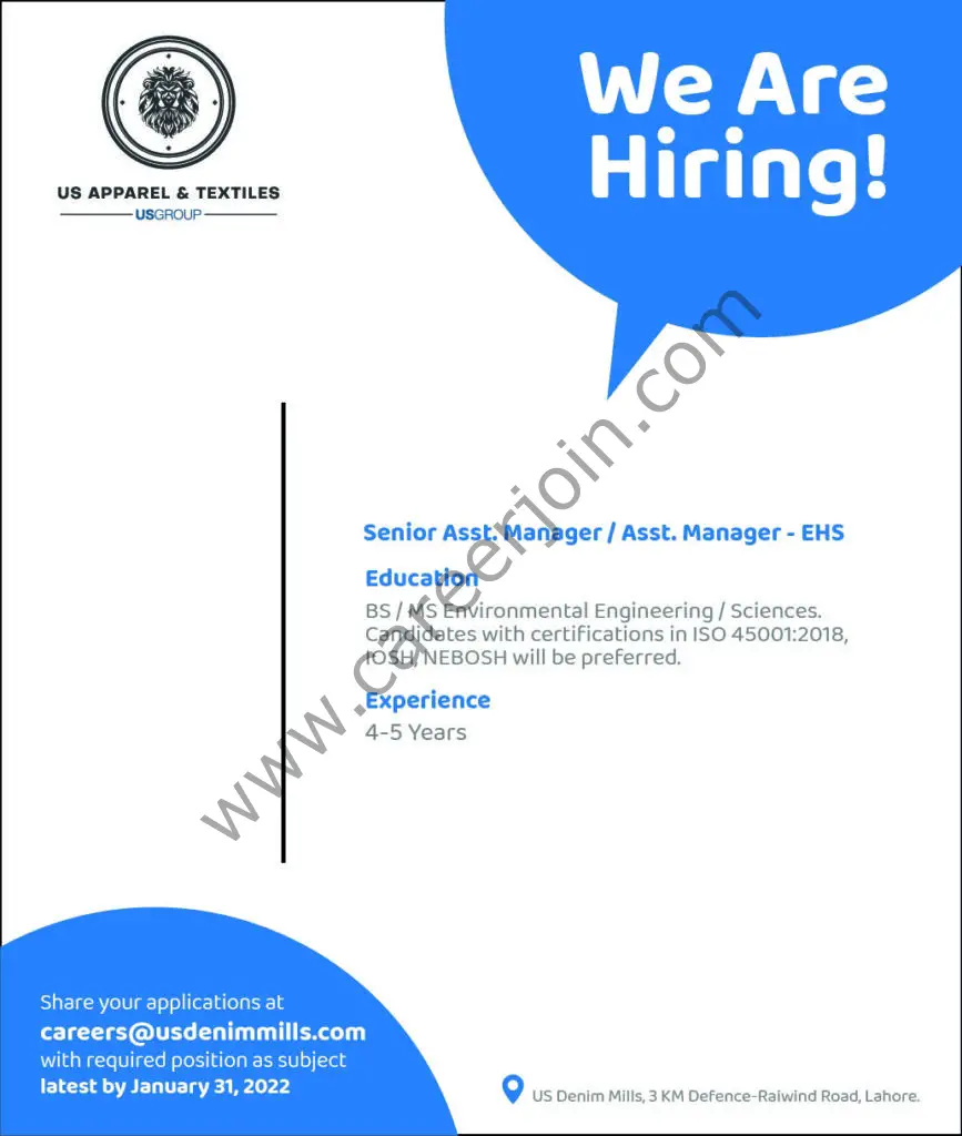 US Group Jobs Senior Assistant Manager / Assistant Manager EHS 01