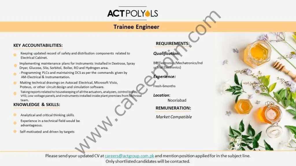 ACT Polyols Pvt Ltd Jobs Trainee Engineer 01