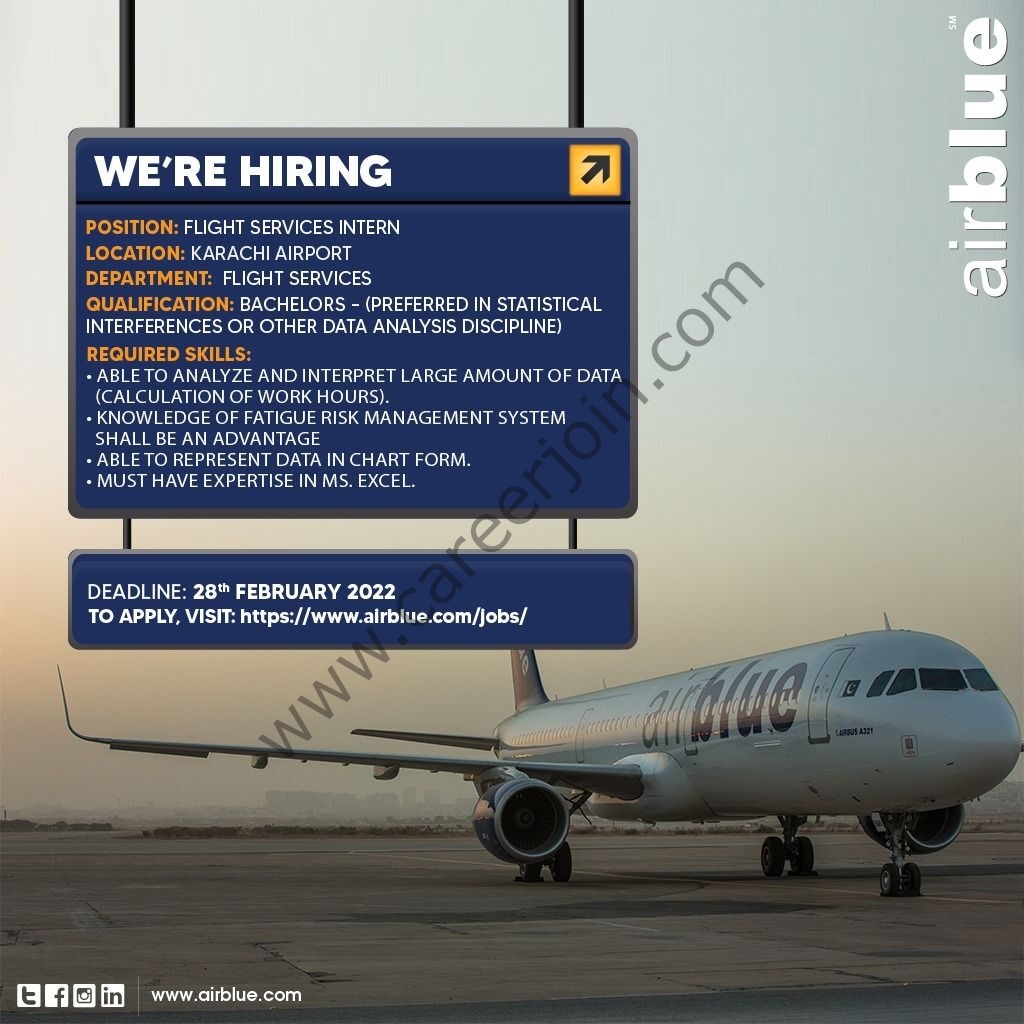 AirBlue Pakistan Jobs Flight Services Intern 01