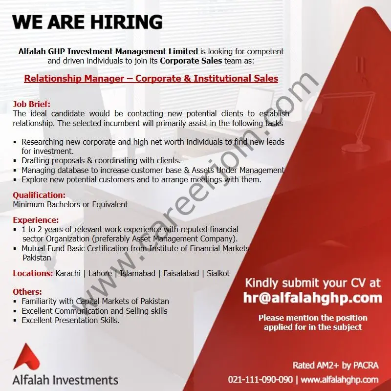 Alfalah GHP Investment Management Limited Jobs Relationship Manager 01