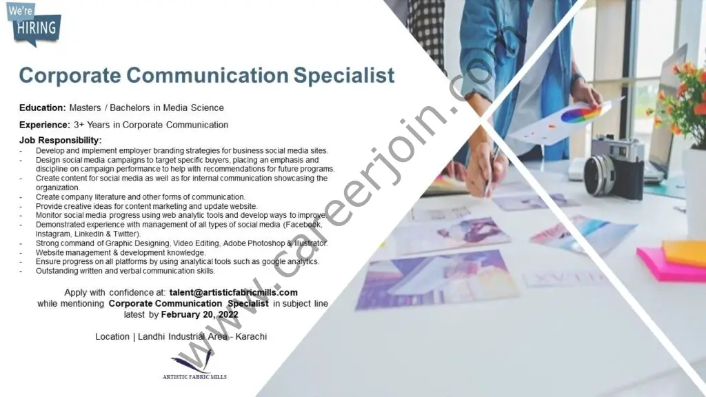 Artistic Fabric Mills Jobs Corporate Communication Specialist 01