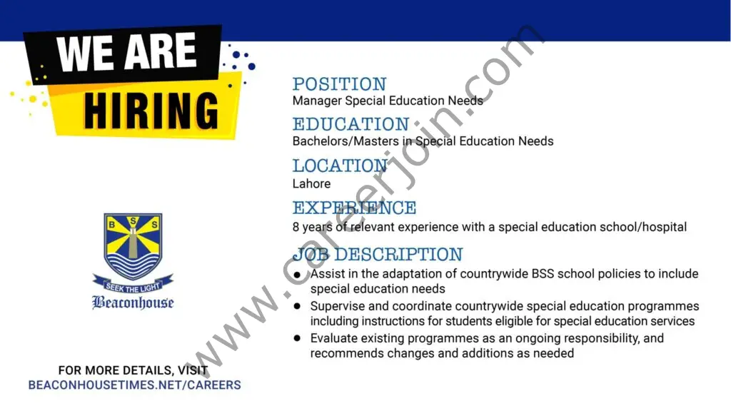 Beaconhouse Group Jobs Manager Special Education Needs 01