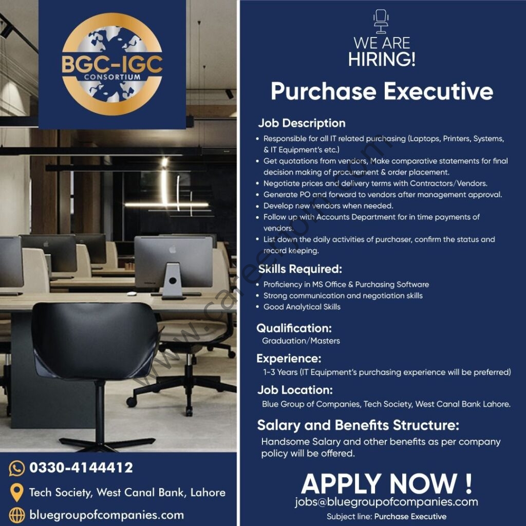 Blue Group Of Companies BGC Jobs Purchase Executive 01