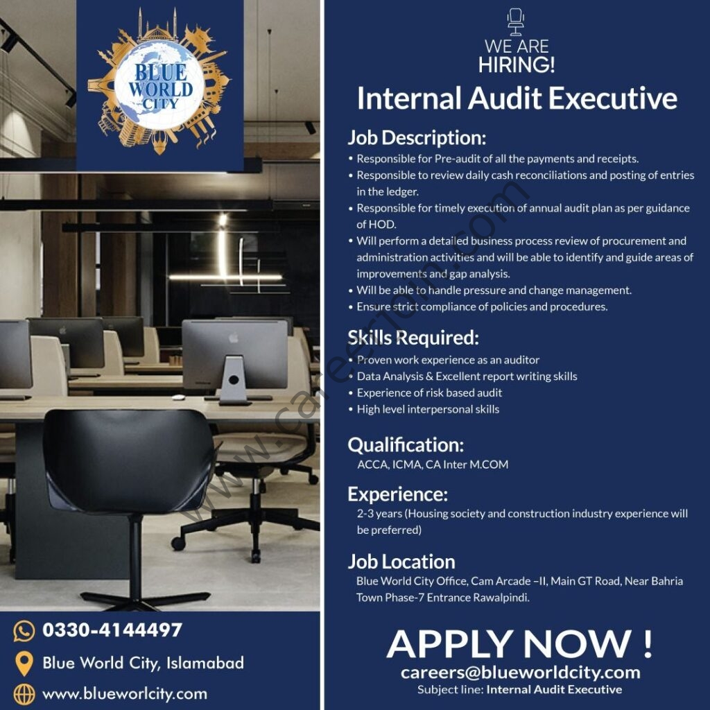 Blue World City Jobs Internal Audit Executive 01