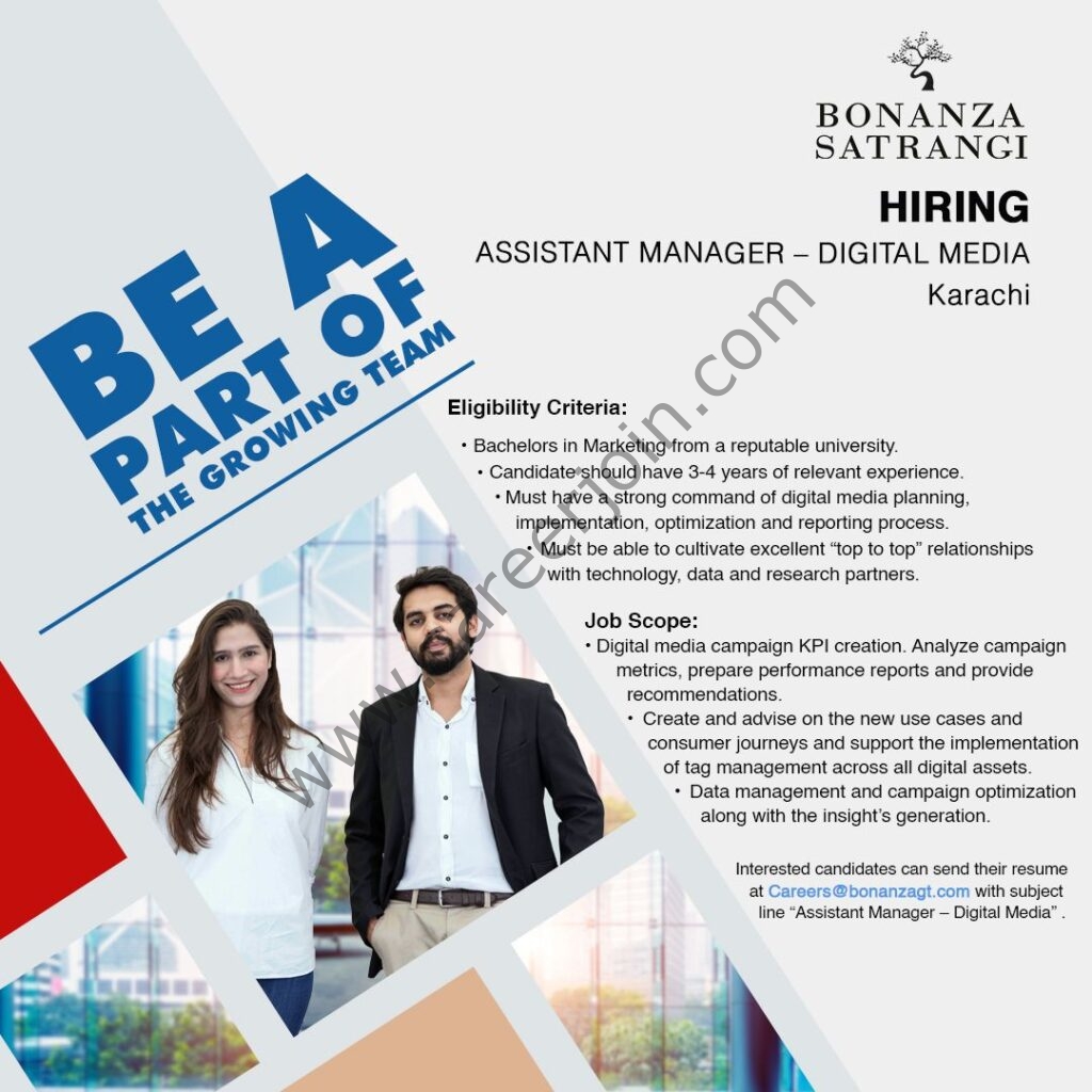 Bonanza Satrangi Jobs Assistant Manager Digital Media 01