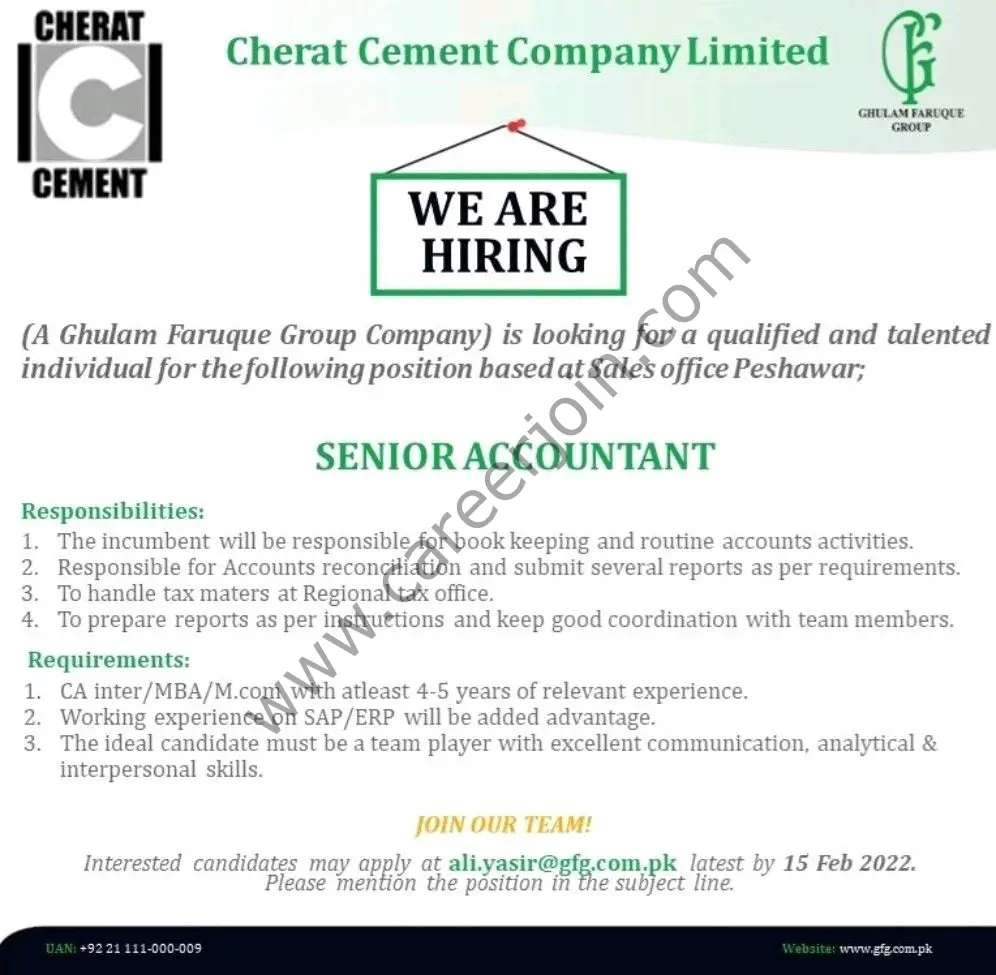 Cherat Cement Company Limited Jobs Senior Accountant 01