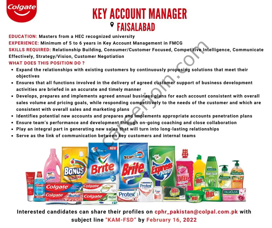 Colgate Pamolive Pakistan Jobs Key Account Manager 01