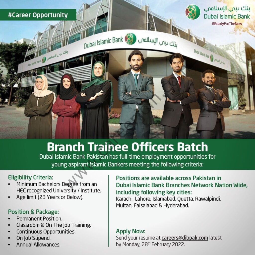 Dubai Islamic Bank Pakistan DIBP Branch Trainee Officers Batch 2022 01