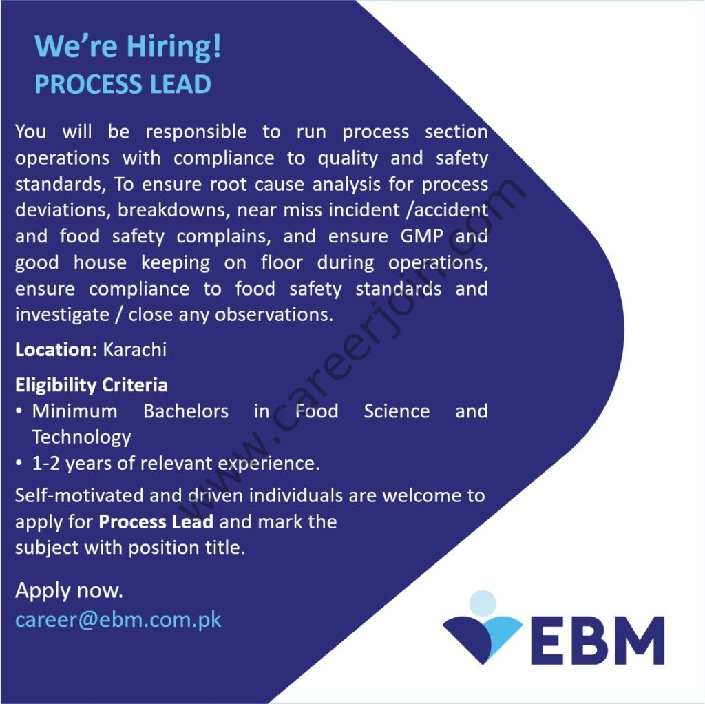 English Biscuits Manufacturers Pvt Ltd EBM Jobs Process Lead 01