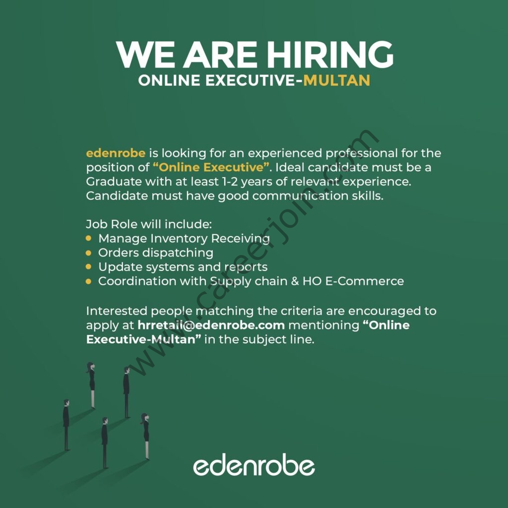 Edenrobe Jobs Online Executive 01