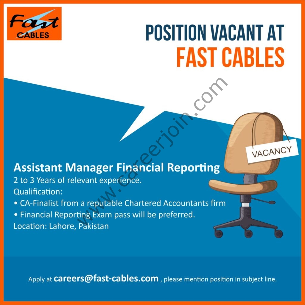 Fast Cables Jobs Assistant Manager Financial Reporting 01