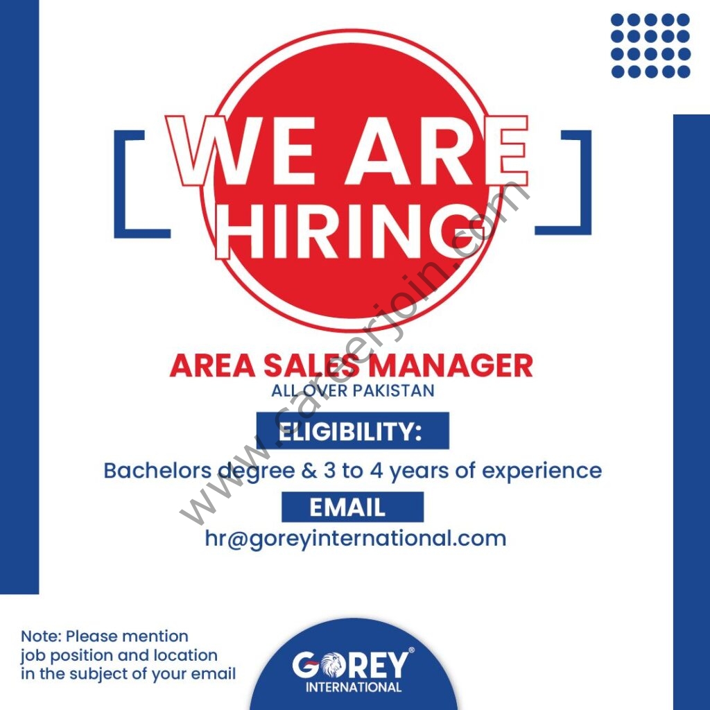 Gorey International Jobs Area Sales Manager 01