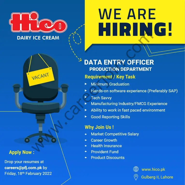 HICO Dairy Ice Cream Jobs Data Entry Officer 01