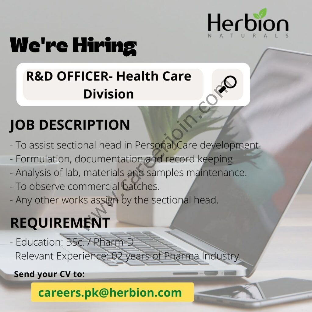 Herbion Pakistan Jobs R & D Officer 01