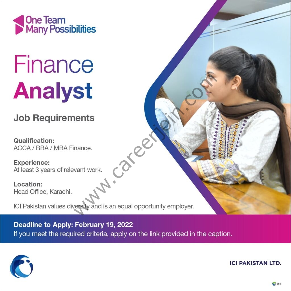 ICI Pakistan Limited Jobs Finance Analyst 01