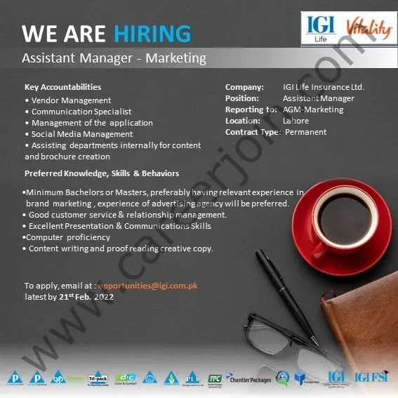 IGI Life Insurance Company Limited Jobs Assistant Manager Marketing 01
