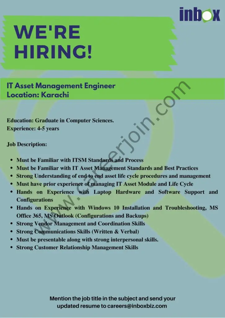 Inbox Business Technologies Jobs IT Asset Management Engineer 01