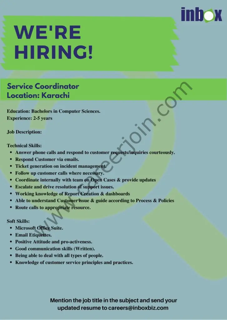 Inbox Business Technologies Jobs Service Coordinator 01