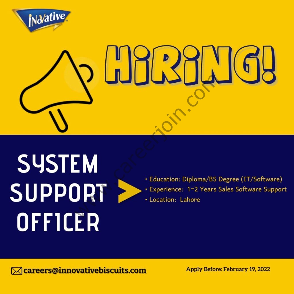 Innovative Biscuits Pvt Ltd Jobs System Support Officer 01