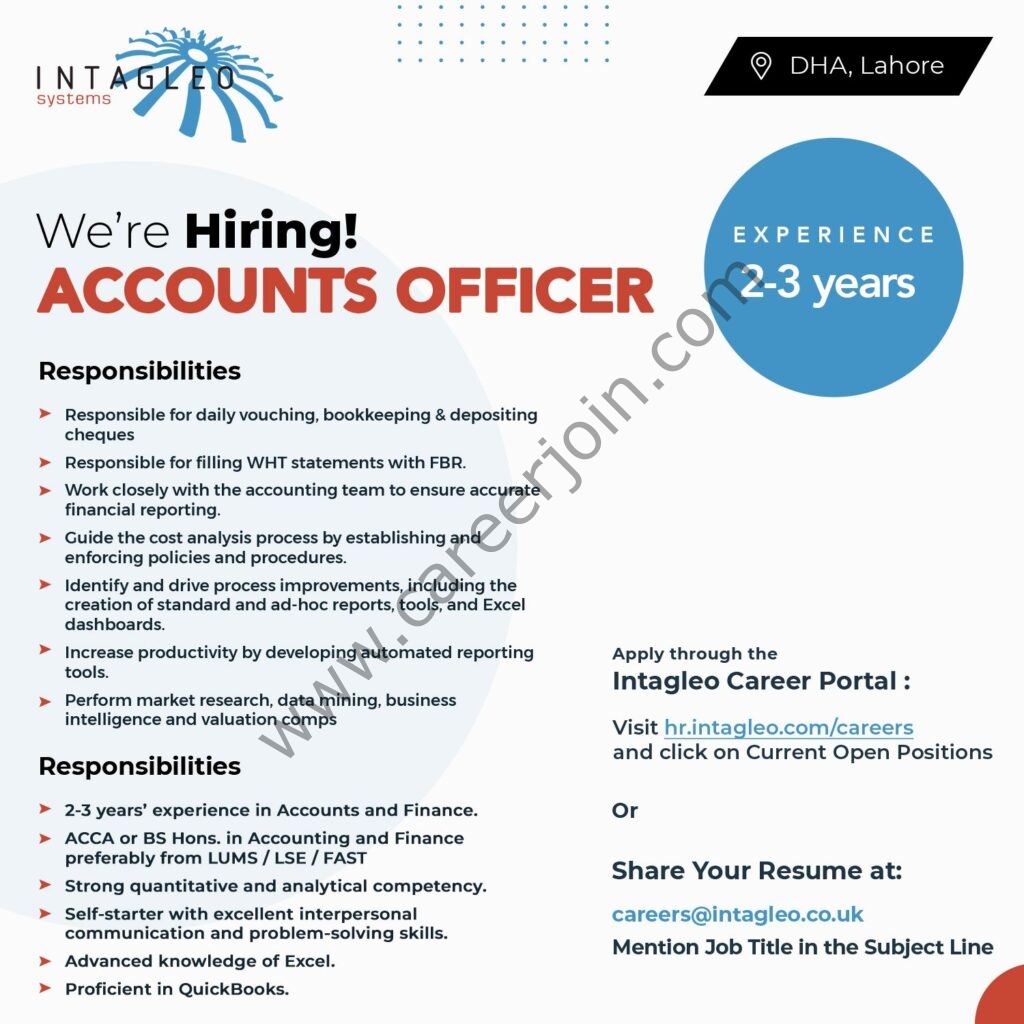 Intagleo Systems Jobs Accounts Officer 01