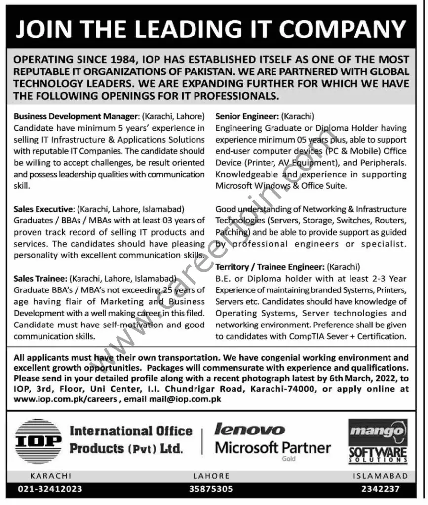International Office Products Pvt Ltd IOP Jobs 20 February 2022 Dawn 01