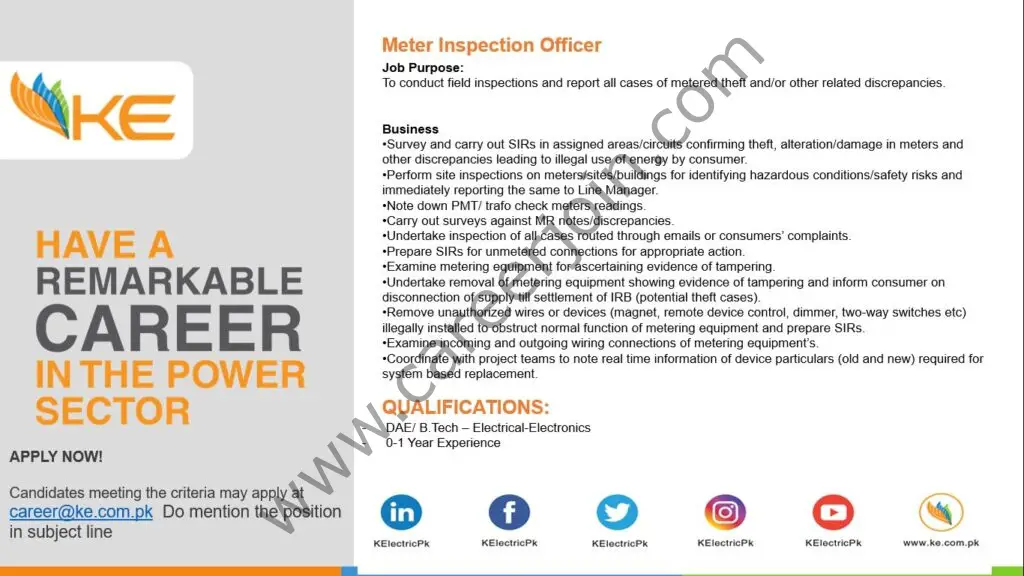 K-Electric Jobs Meter Inspection Officer 01