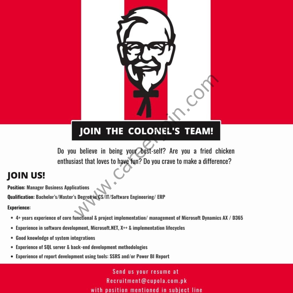 KFC Pakistan Jobs Manager Business Applications 01
