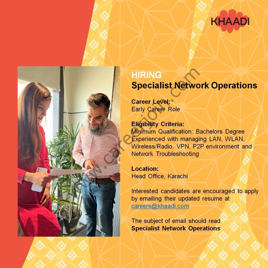 Khaadi SMC Pvt Ltd Jobs Specialist Network Operations 01