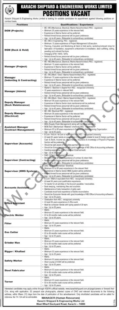 Karachi Shipyard & Engineering Works Ltd Jobs 27 February 2022 Express Tribune 01