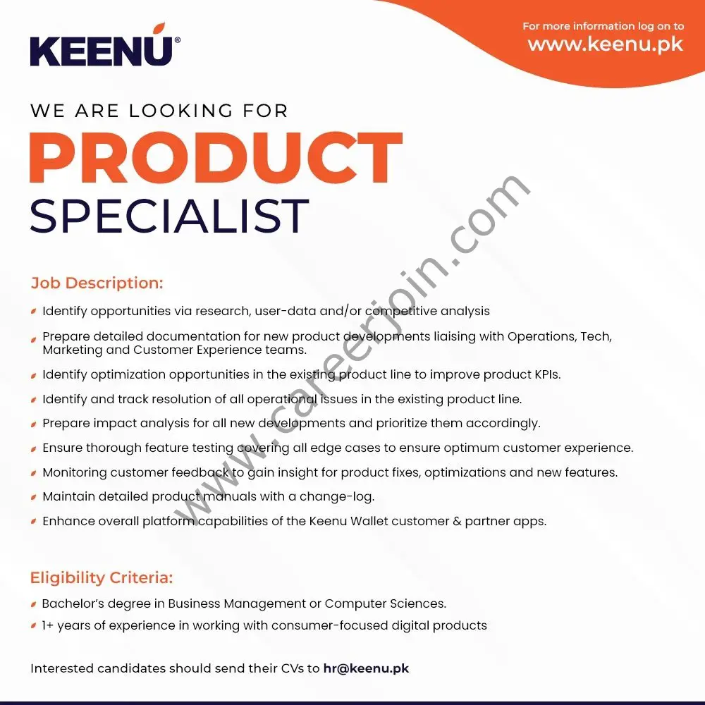 Keenu Pakistan Jobs Product Specialist 01
