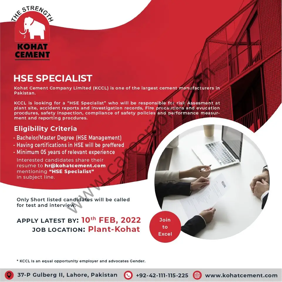 Kohat Cement Company Limited KCCL Jobs February 2022 02