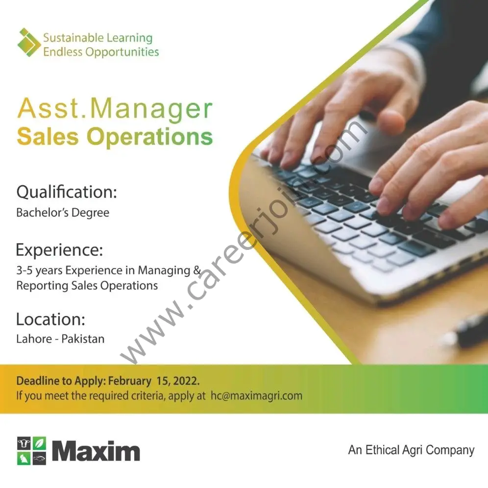 Maxim Agri Pvt Ltd Jobs Assistant Manager Sales Operations 01