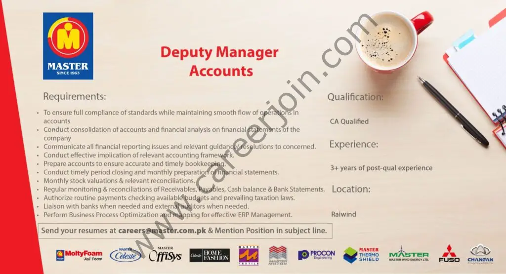 Master Group Of Companies Jobs Deputy Manager Accounts 01